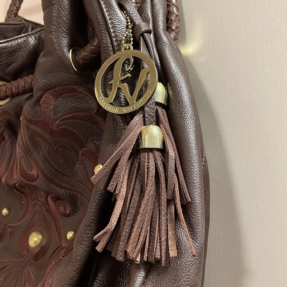 Brown/wine leather shoulder bag - Picture 3 of 4